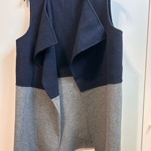 Colorblock Navy and Gray Sleeveless Drape Vest